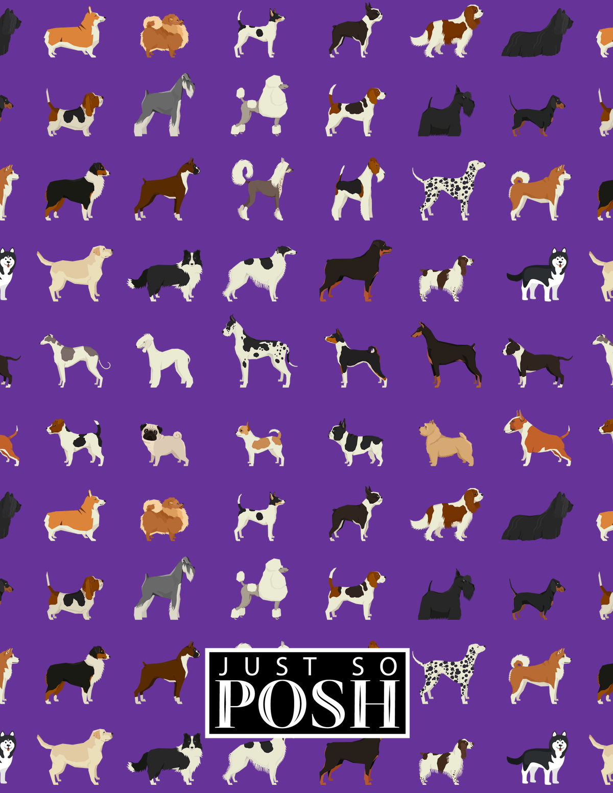 Personalized Dogs Notebook XVII - Purple Background - Circle Nameplate - Back View