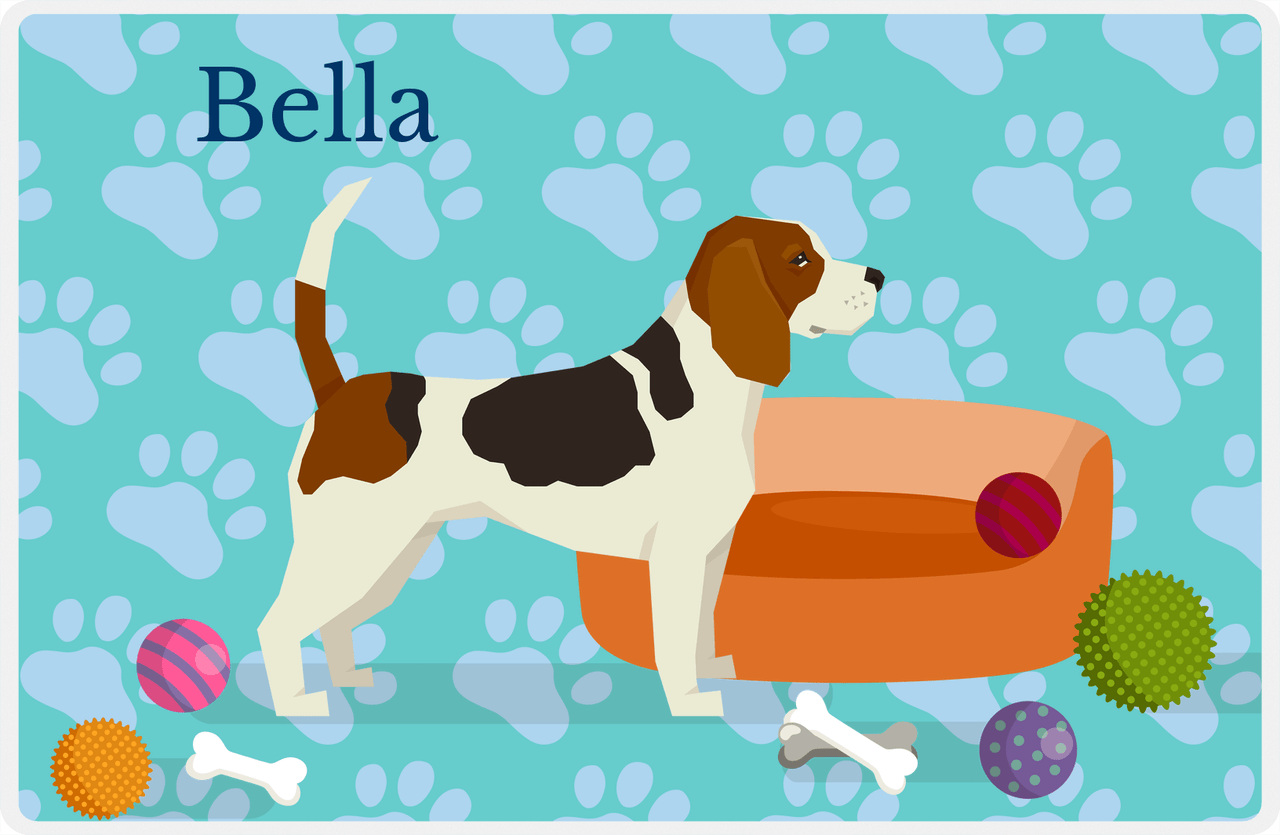 Personalized Dogs Placemat I - Beagle - Teal Background -  View