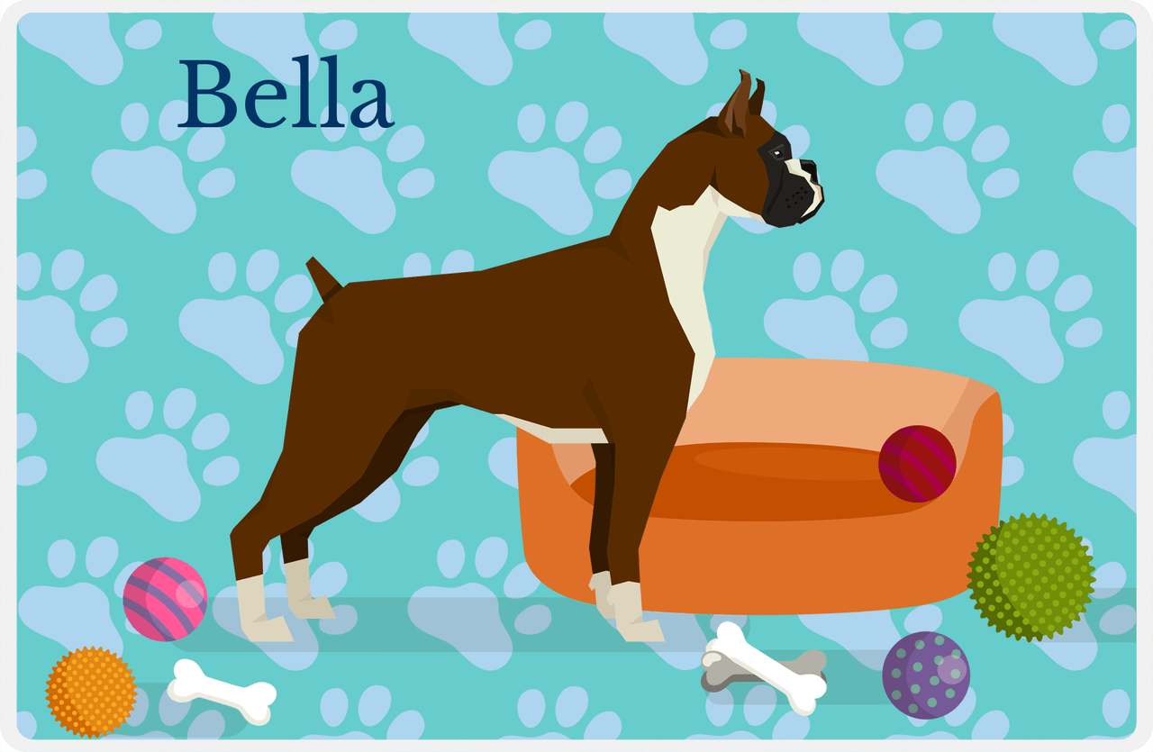 Personalized Dogs Placemat I - Boxer - Teal Background -  View