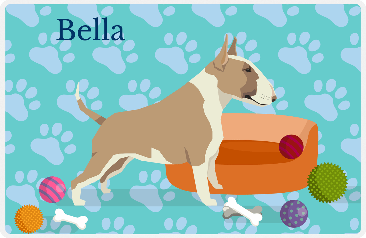 Personalized Dogs Placemat I - Bull Terrier - Teal Background -  View