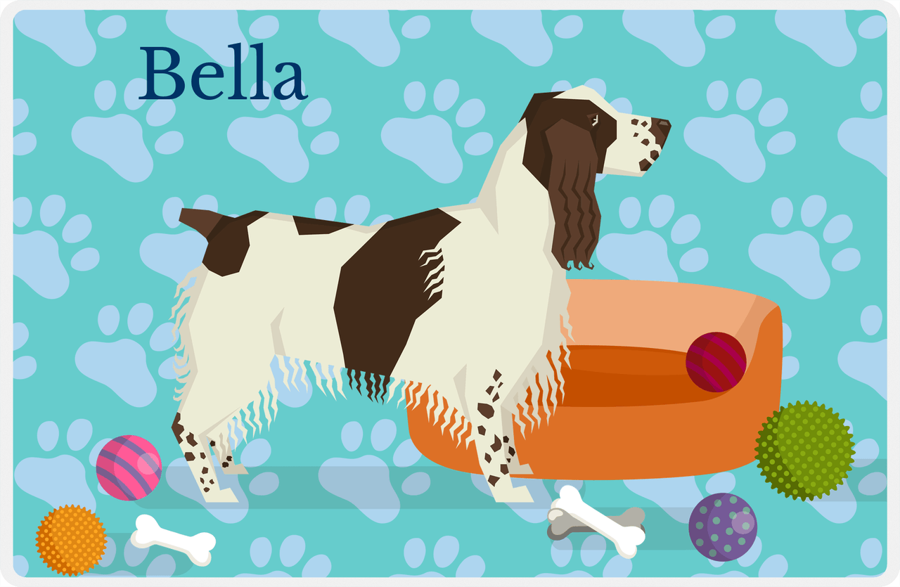Personalized Dogs Placemat I - English Springer Spaniel - Teal Background -  View