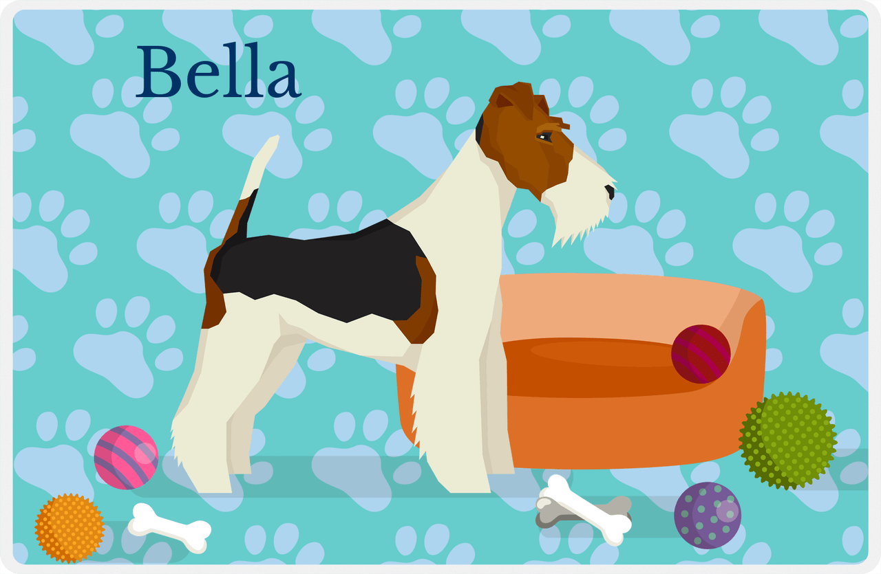 Personalized Dogs Placemat I - Fox Terrier - Teal Background -  View