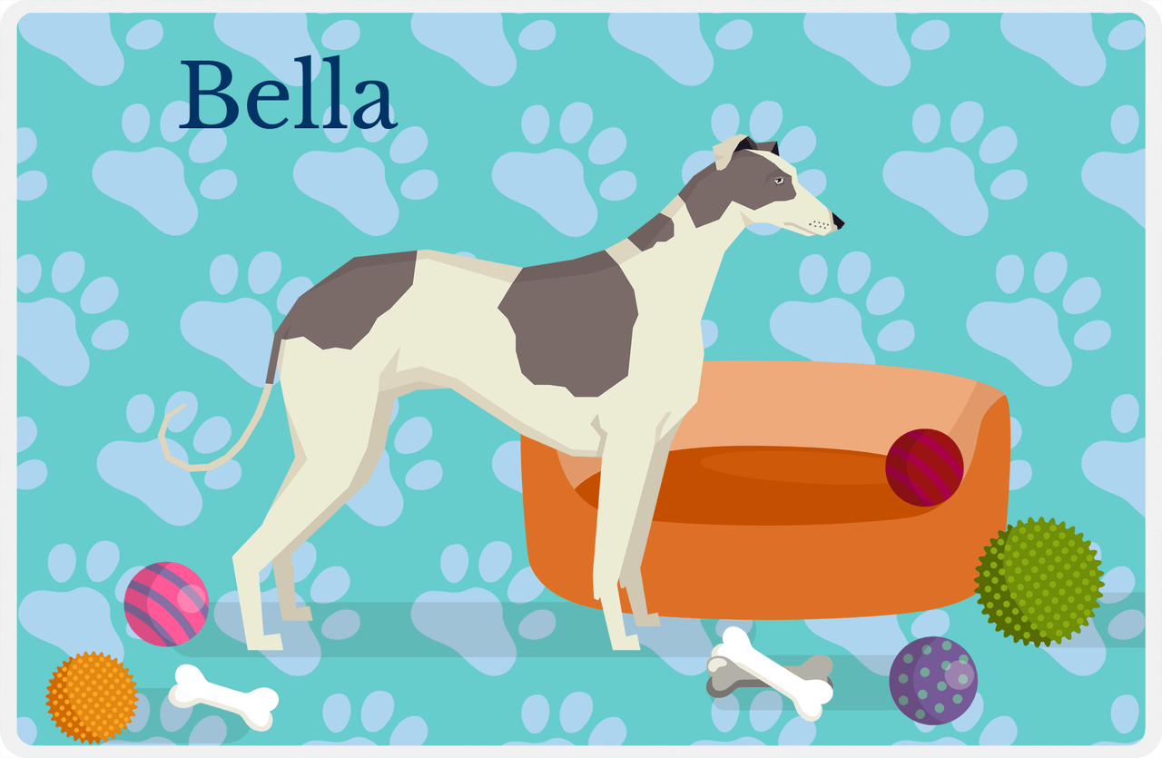 Personalized Dogs Placemat I - Greyhound - Teal Background -  View