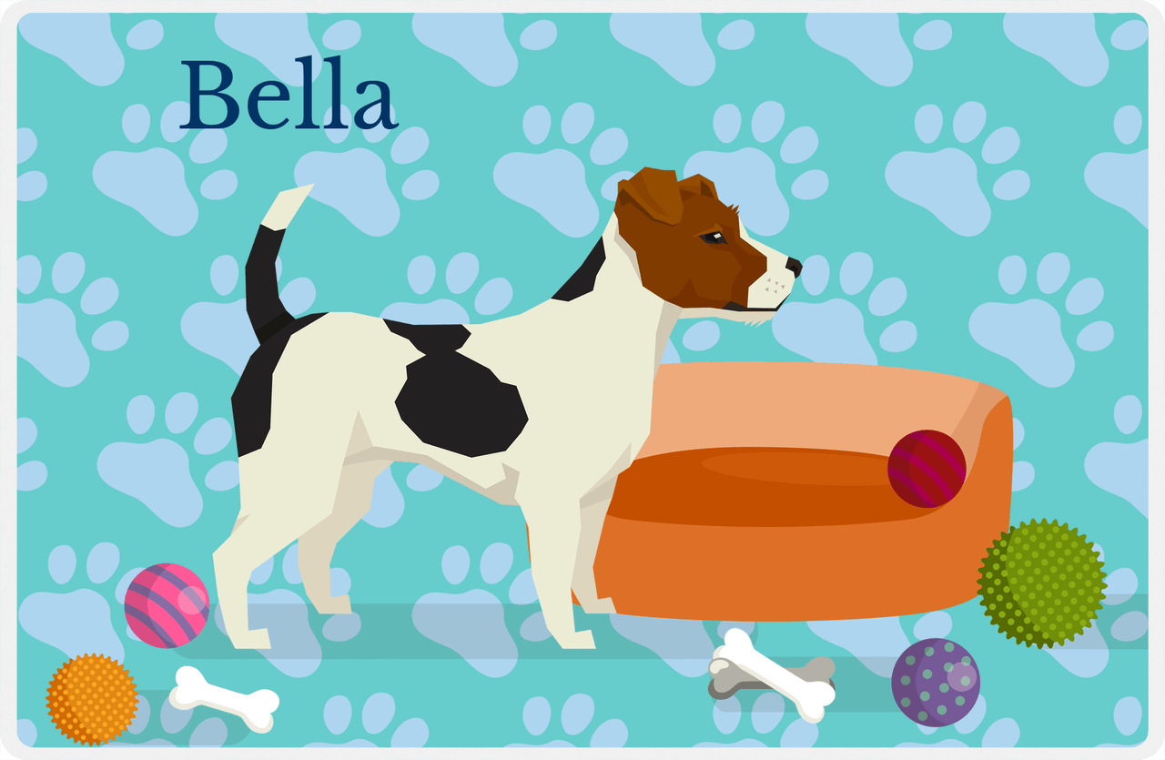 Personalized Dogs Placemat I - Jack Russell Terrier - Teal Background -  View