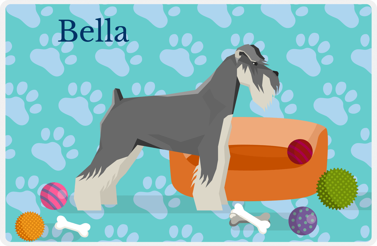 Personalized Dogs Placemat I - Schnauzer - Teal Background -  View
