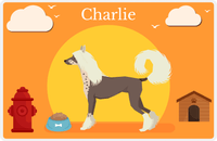 Thumbnail for Personalized Dogs Placemat II - Chinese Crested Dog - Orange Background -  View