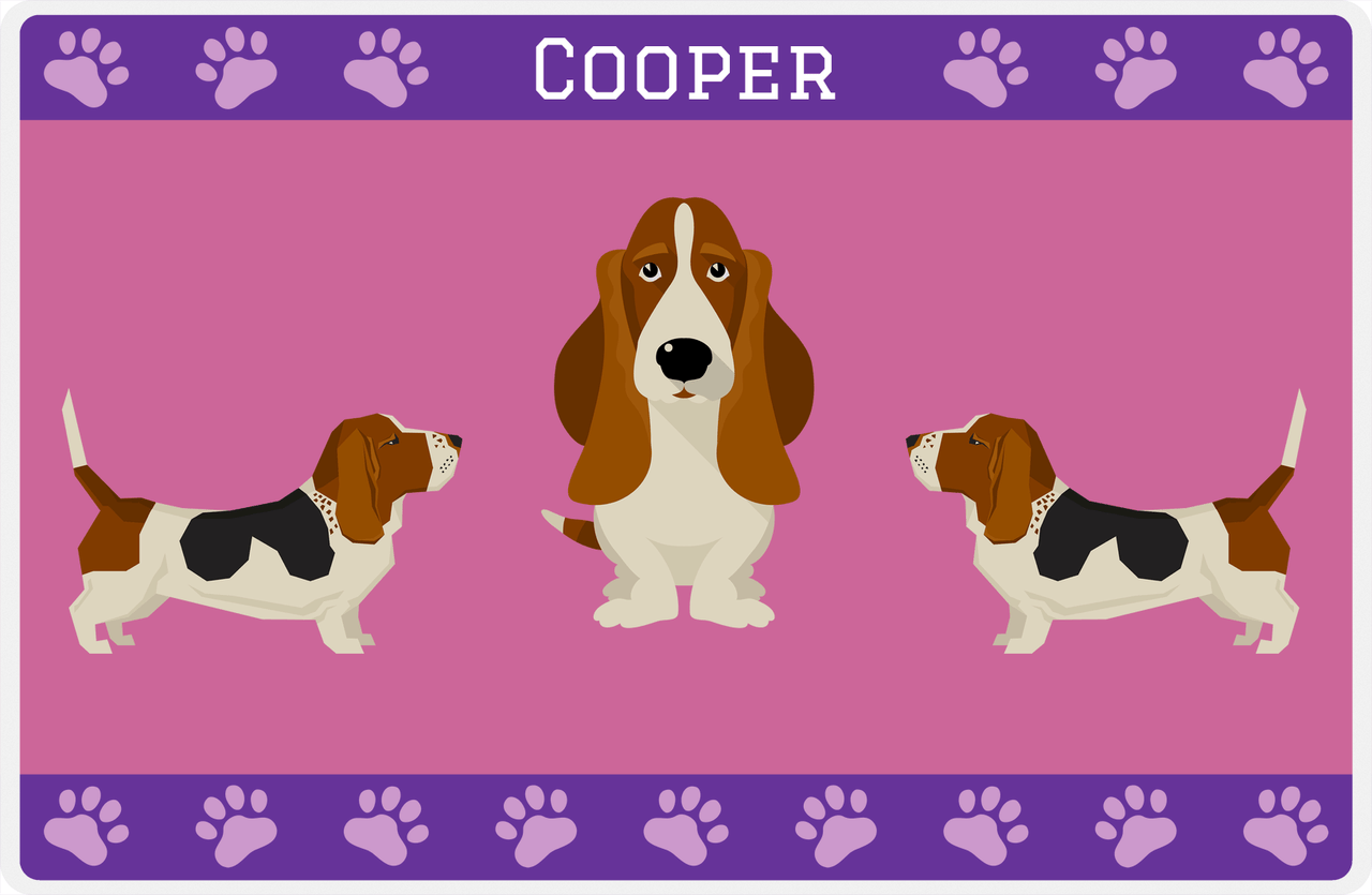 Personalized Dogs Placemat III - Basset Hound - Purple Background -  View