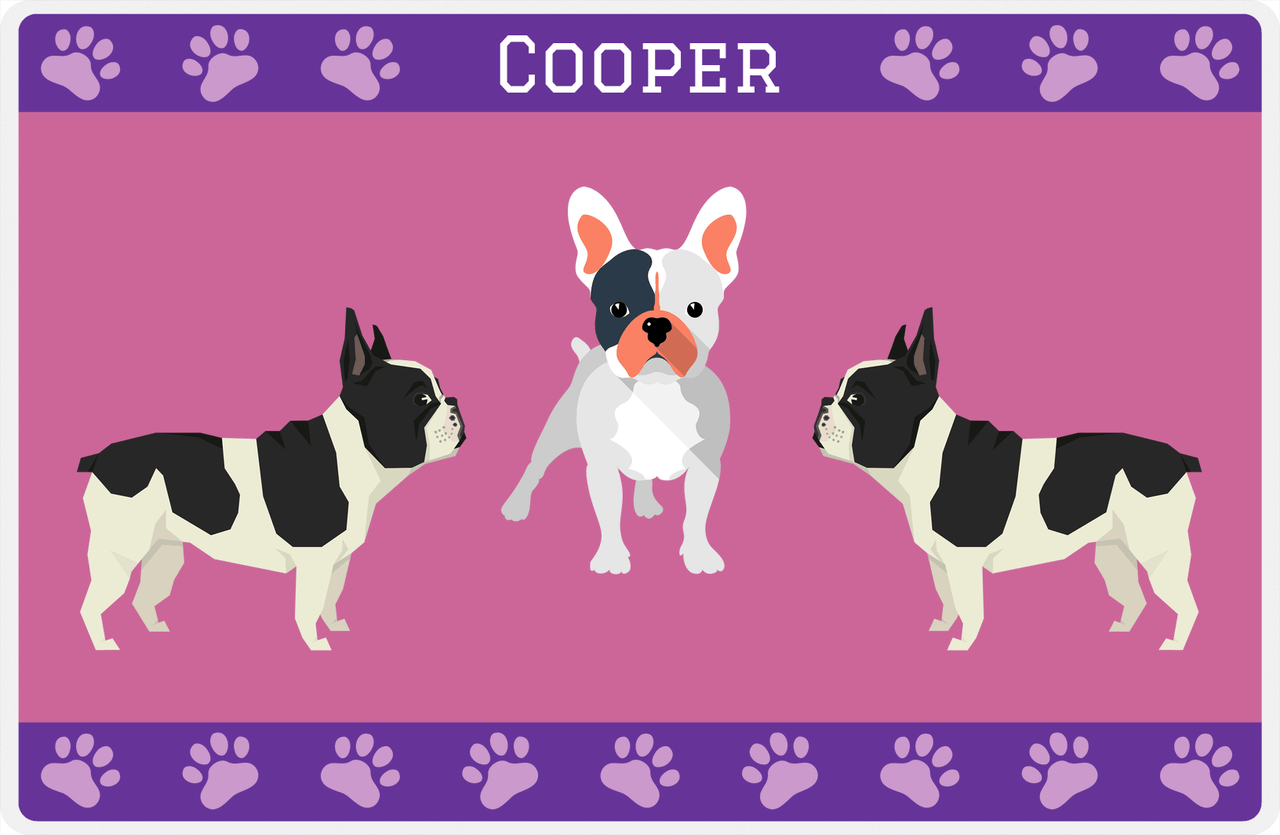 Personalized Dogs Placemat III - French Bulldog - Purple Background -  View