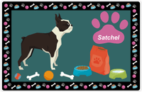 Thumbnail for Personalized Dogs Placemat IV - Boston Terrier  - Dark Teal Background -  View