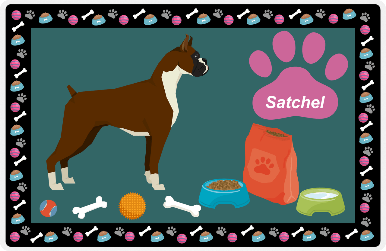 Personalized Dogs Placemat IV - Boxer - Dark Teal Background -  View