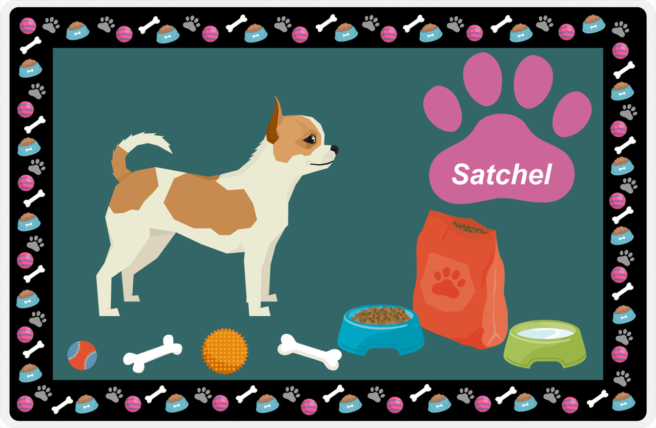 Personalized Dogs Placemat IV - Chihuahua - Dark Teal Background -  View