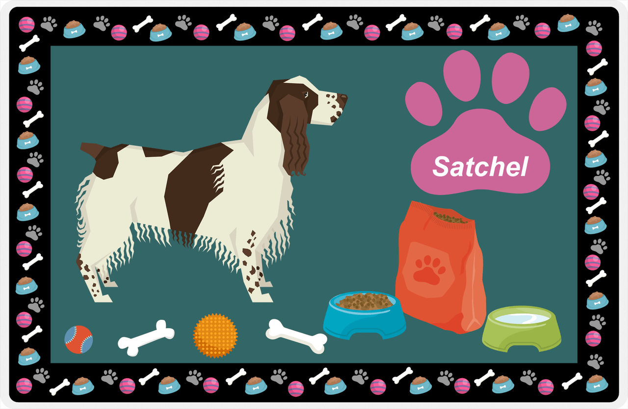 Personalized Dogs Placemat IV - English Springer Spaniel - Dark Teal Background -  View