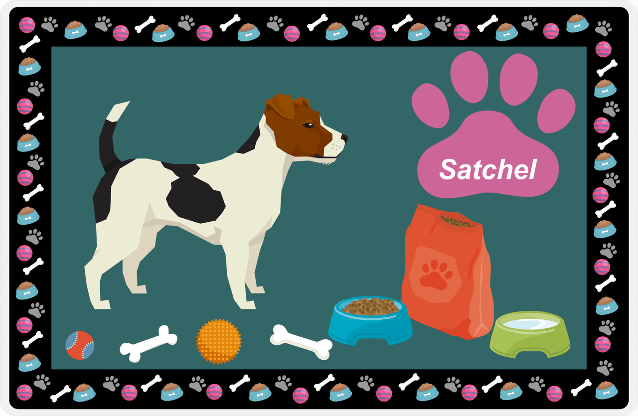 Personalized Dogs Placemat IV - Jack Russell Terrier - Dark Teal Background -  View