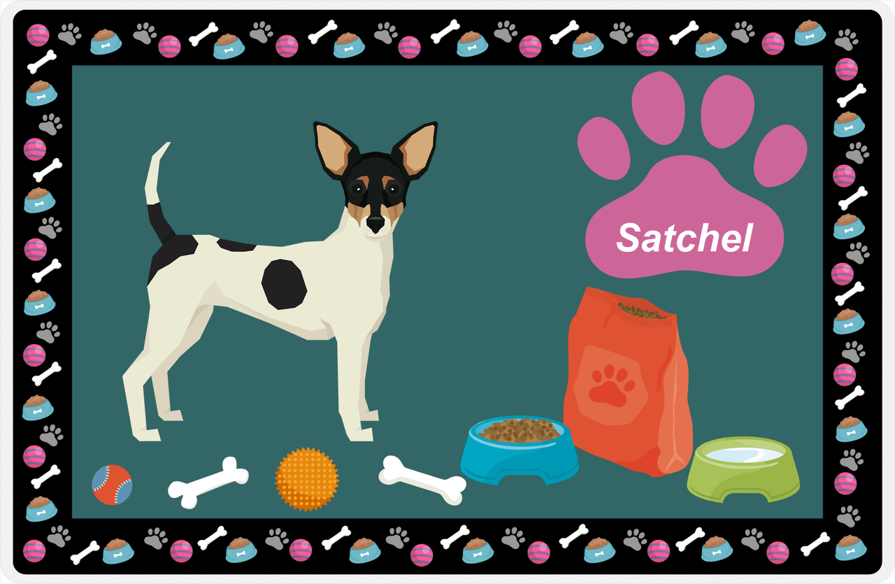 Personalized Dogs Placemat IV - Toy Fox Terrier - Dark Teal Background -  View
