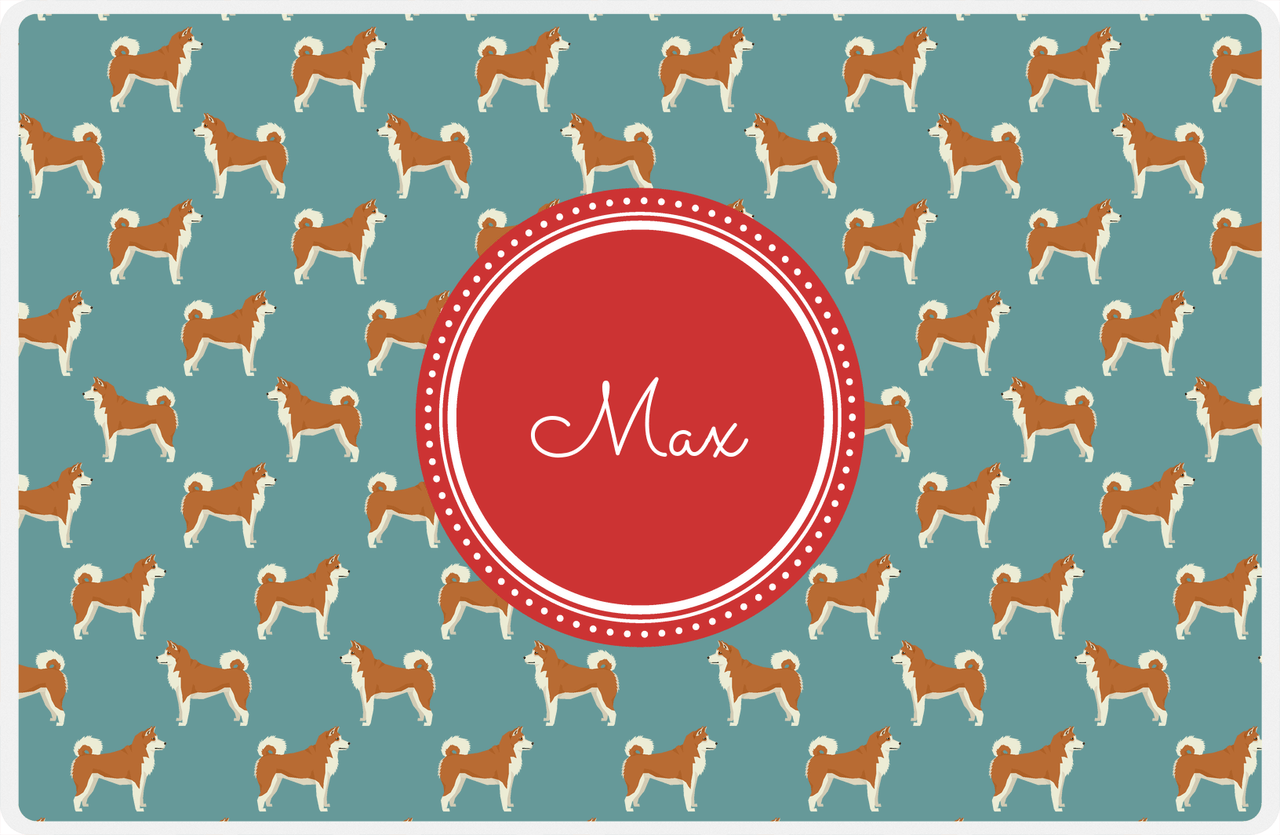 Personalized Dogs Placemat IX - Teal Background - Akita Inu -  View