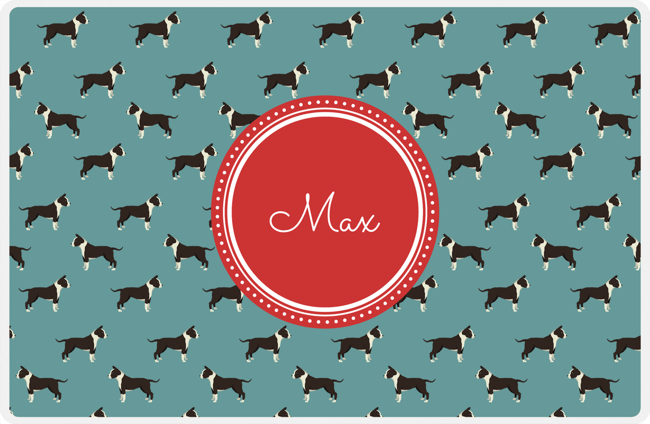 Personalized Dogs Placemat IX - Teal Background - American Staffordshire Terrier -  View