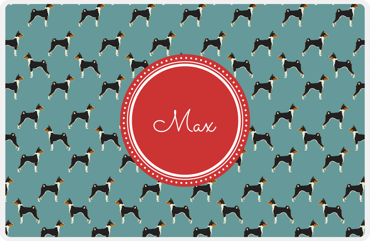 Personalized Dogs Placemat IX - Teal Background - Basenji -  View