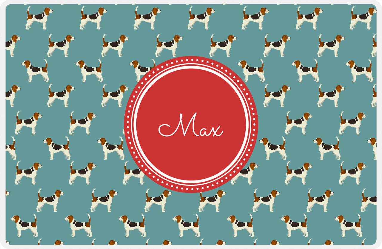 Personalized Dogs Placemat IX - Teal Background - Beagle -  View