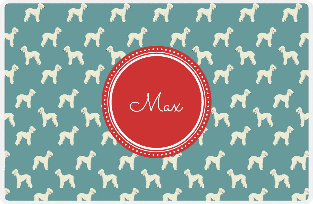 Personalized Dogs Placemat IX - Teal Background - Bedlington Terrier -  View