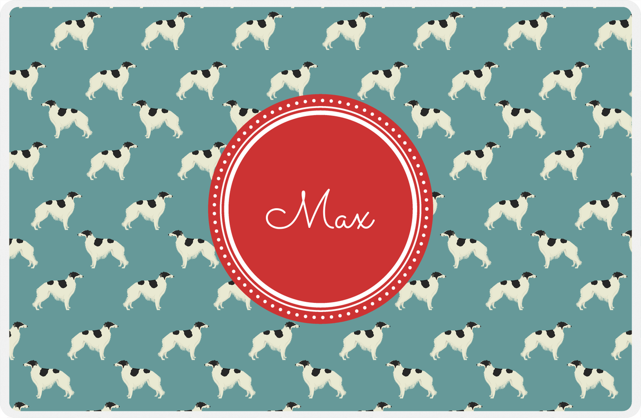Personalized Dogs Placemat IX - Teal Background - Borzoi -  View