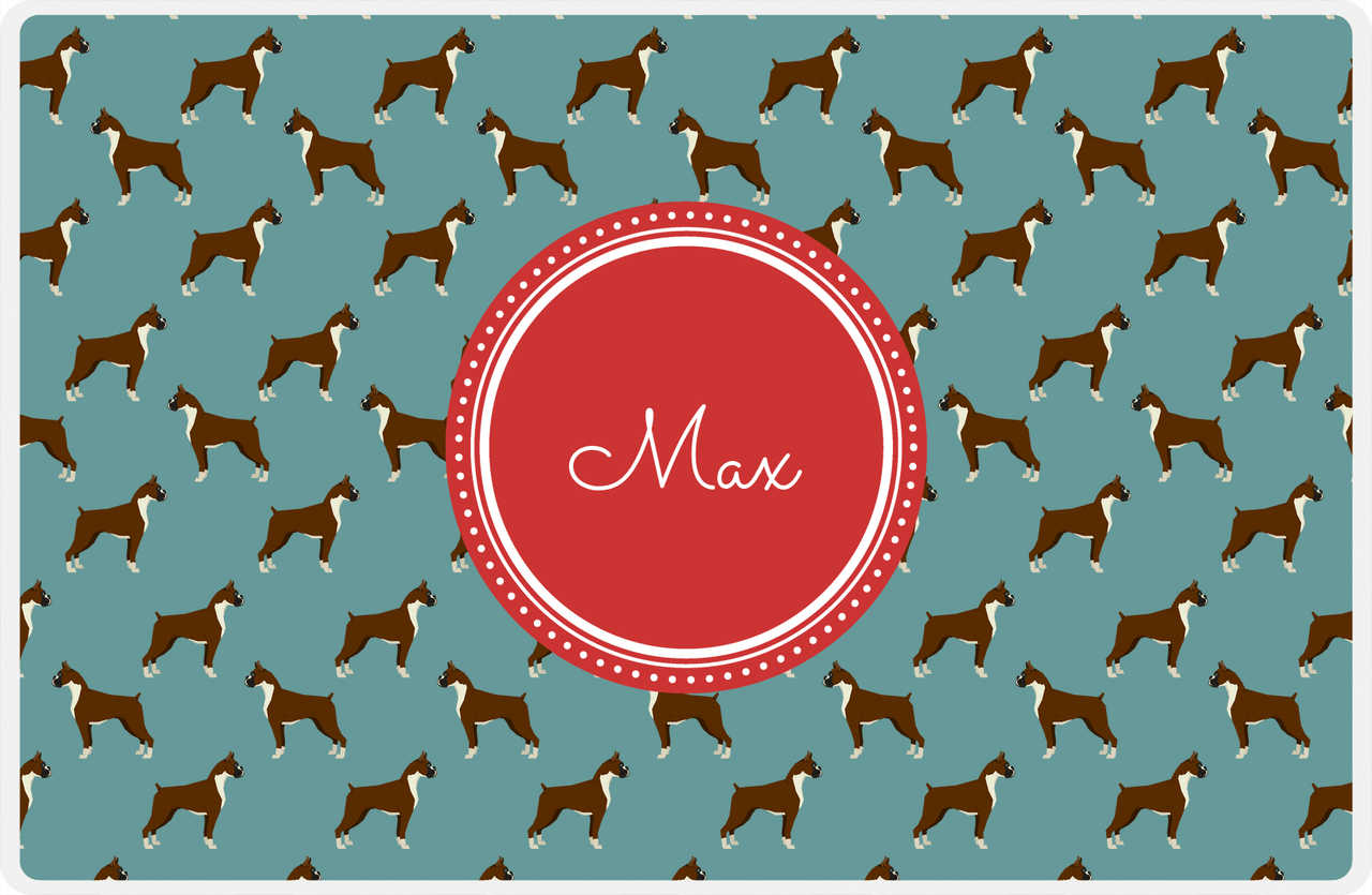 Personalized Dogs Placemat IX - Teal Background - Boxer -  View