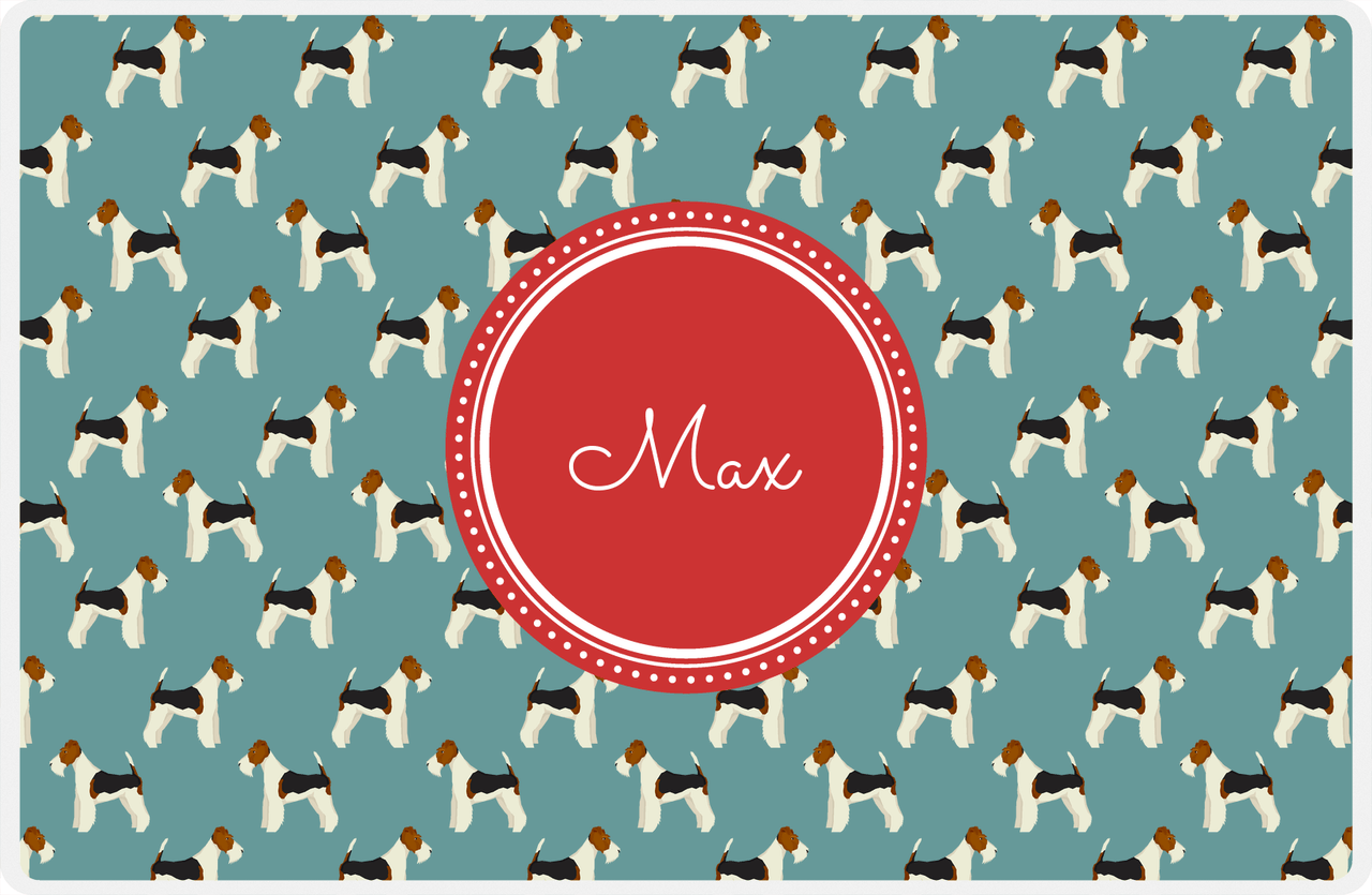 Personalized Dogs Placemat IX - Teal Background - Fox Terrier -  View
