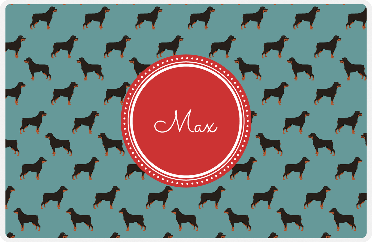 Personalized Dogs Placemat IX - Teal Background - Rottweiler -  View