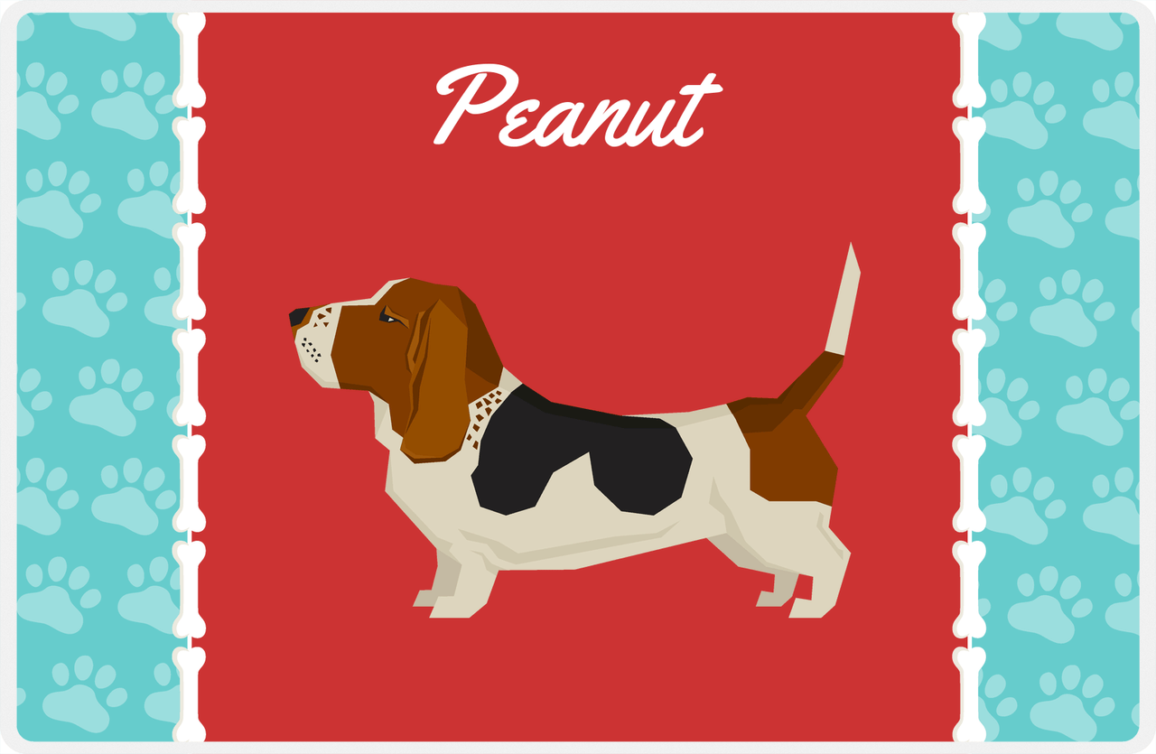 Personalized Dogs Placemat XI - Paw Borders - Basset Hound -  View