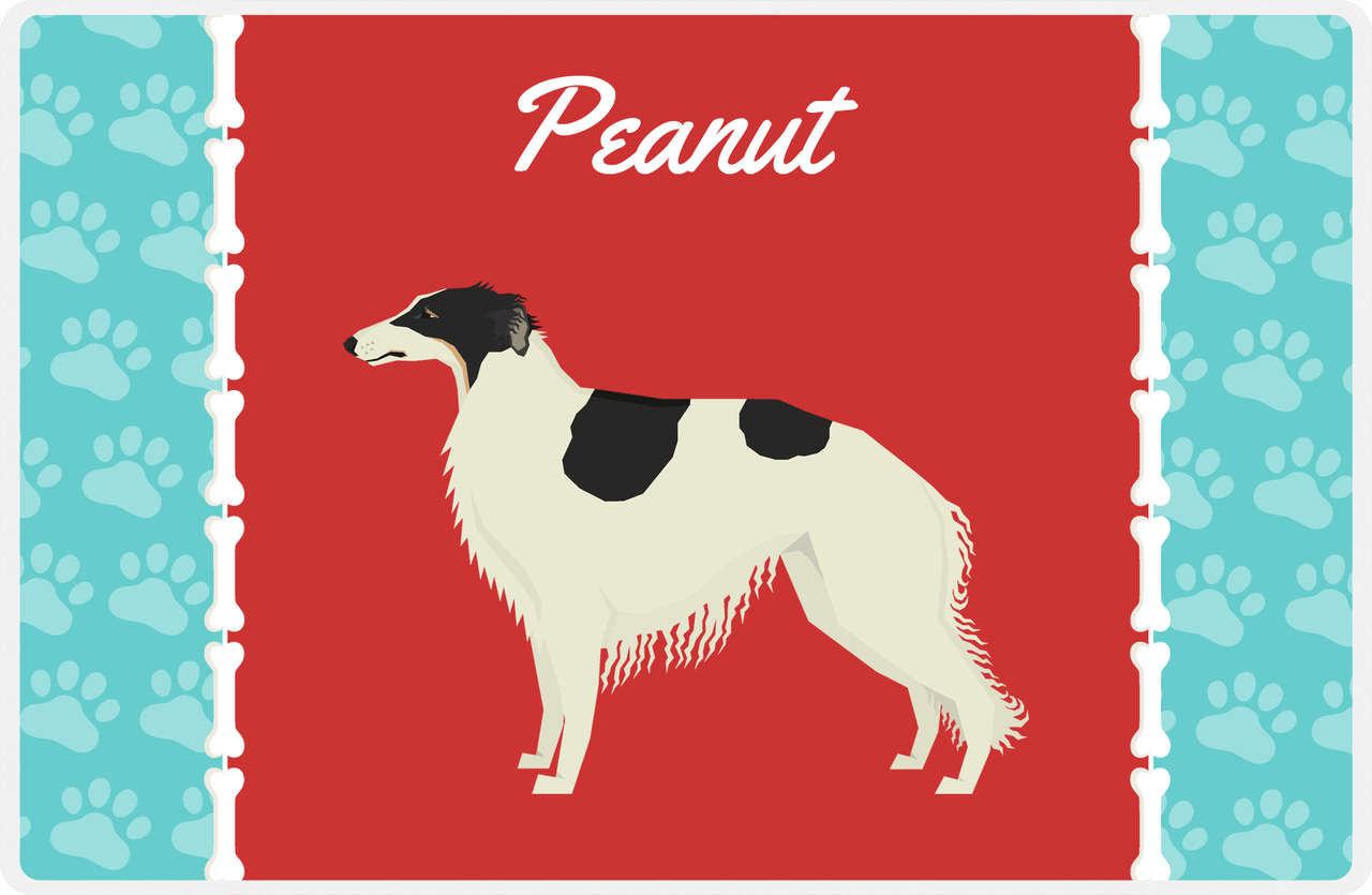 Personalized Dogs Placemat XI - Paw Borders - Borzoi -  View