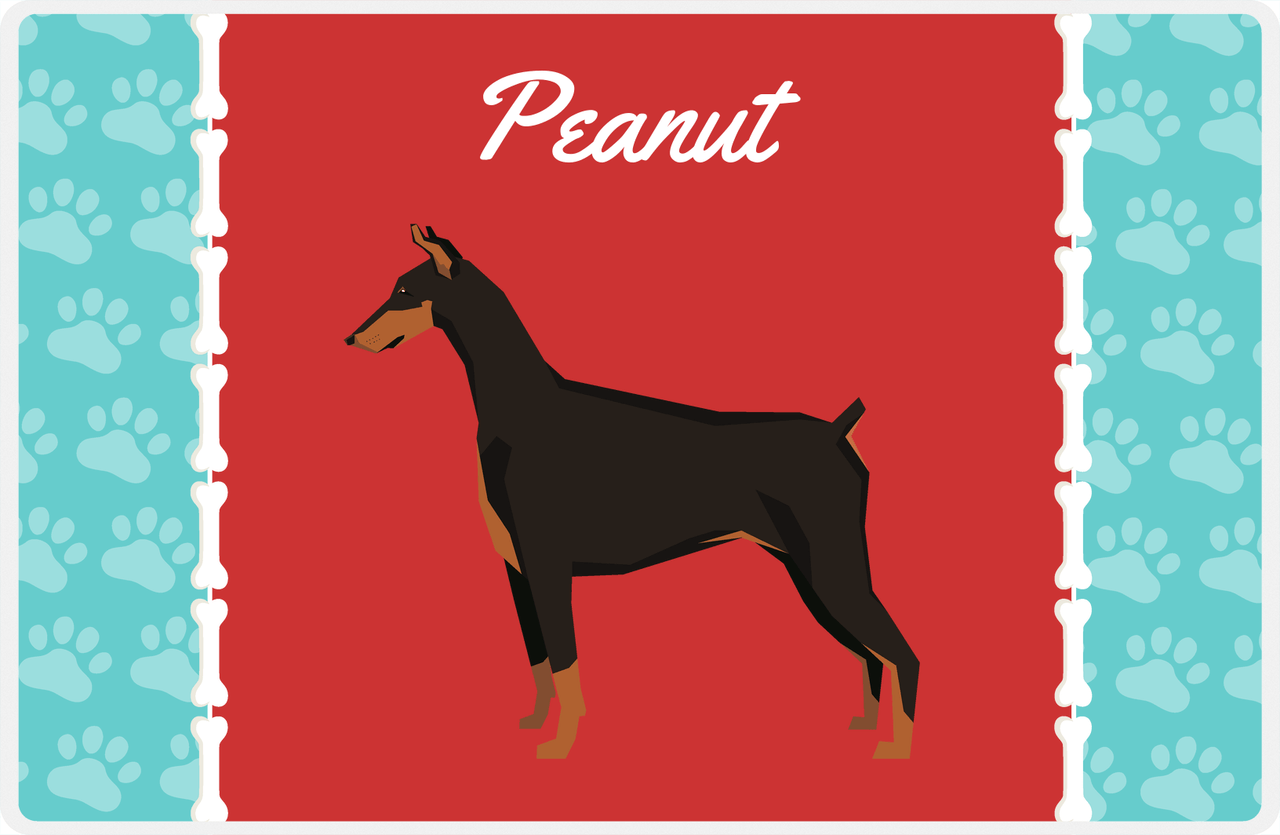 Personalized Dogs Placemat XI - Paw Borders - Doberman -  View