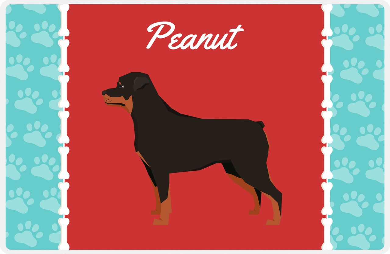 Personalized Dogs Placemat XI - Paw Borders - Rottweiler -  View