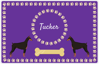 Thumbnail for Personalized Dogs Placemat XIV - Gold Tag - Doberman -  View