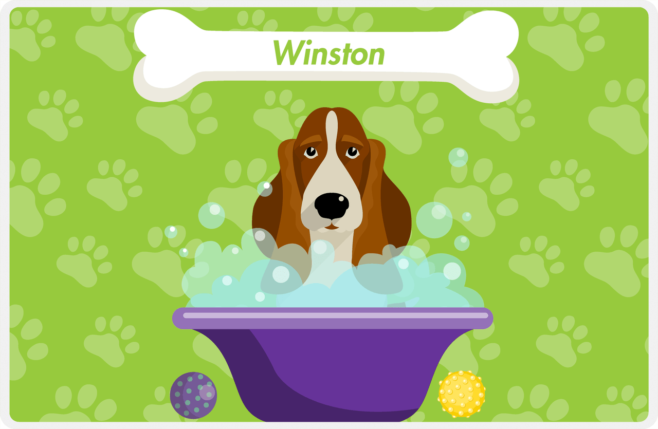 Personalized Dogs Placemat XV - Dog Wash - Basset Hound -  View
