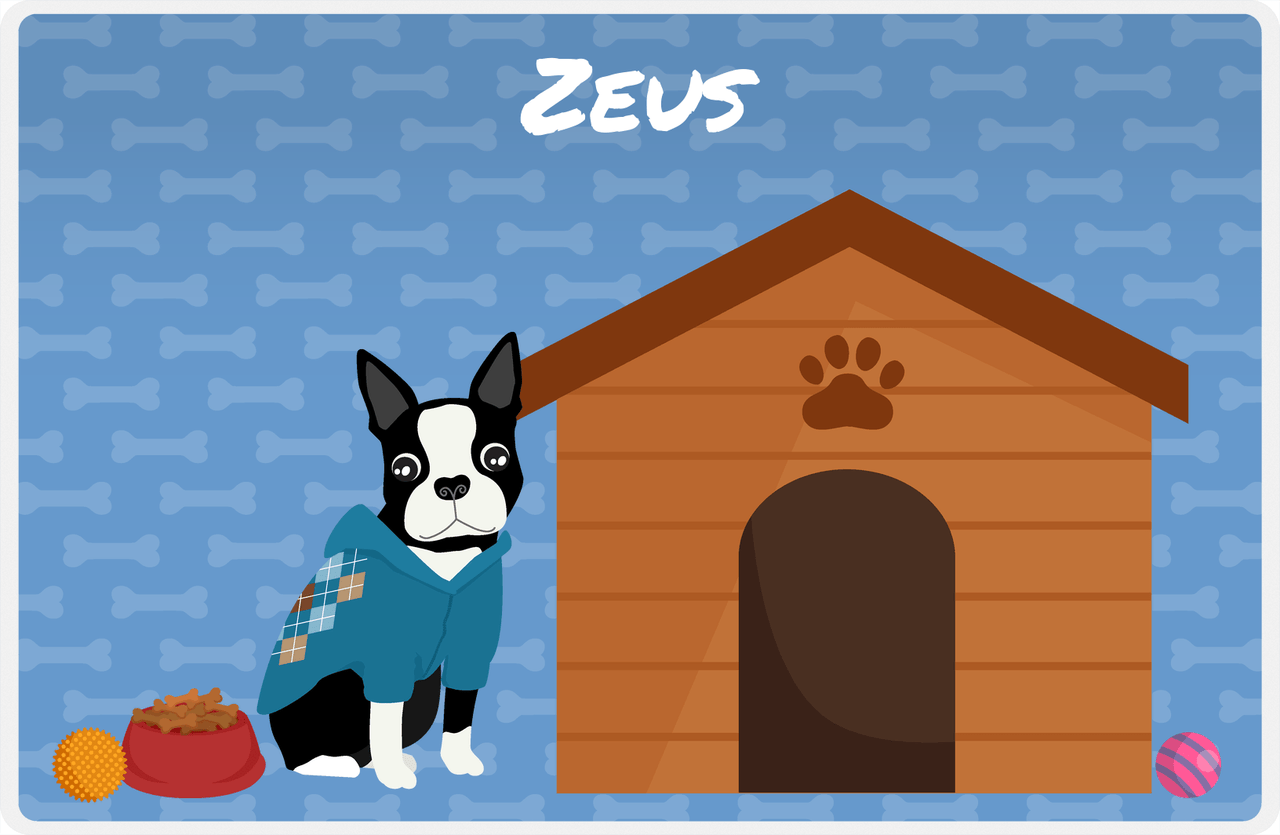 Personalized Dogs Placemat XVI - Dog House - Boston Terrier -  View