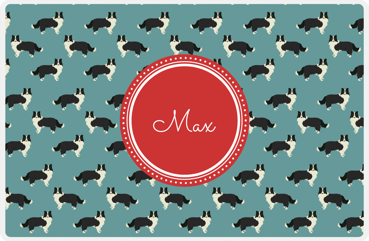 Personalized Dogs Placemat IX - Teal Background - Border Collie -  View