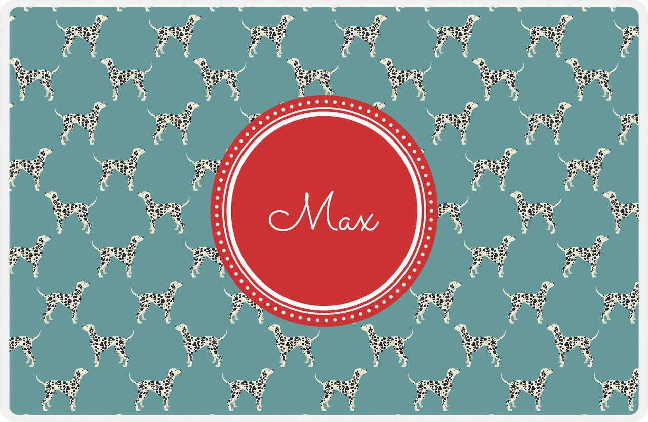 Personalized Dogs Placemat IX - Teal Background - Dalmatian -  View