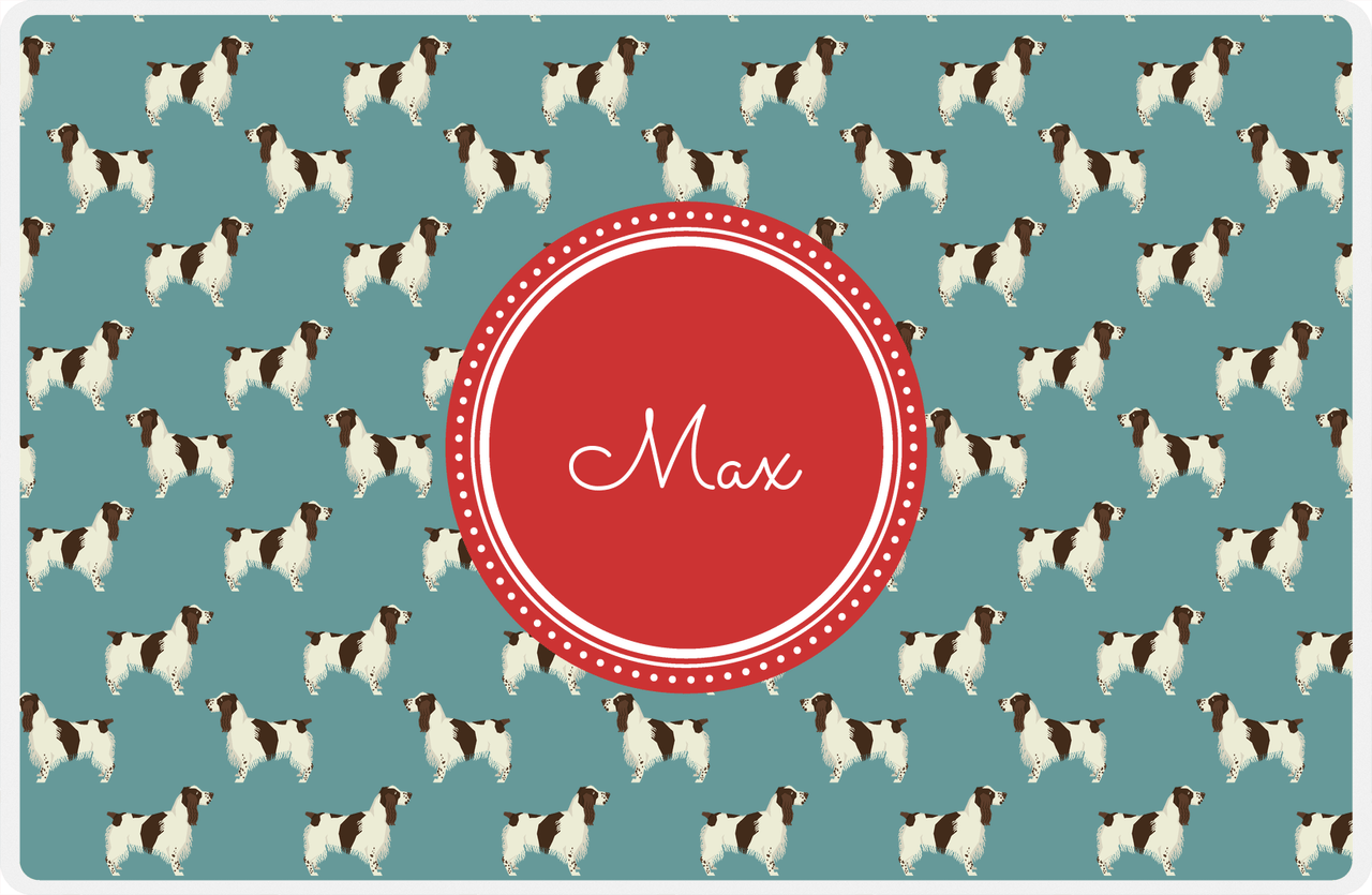 Personalized Dogs Placemat IX - Teal Background - English Springer Spaniel -  View