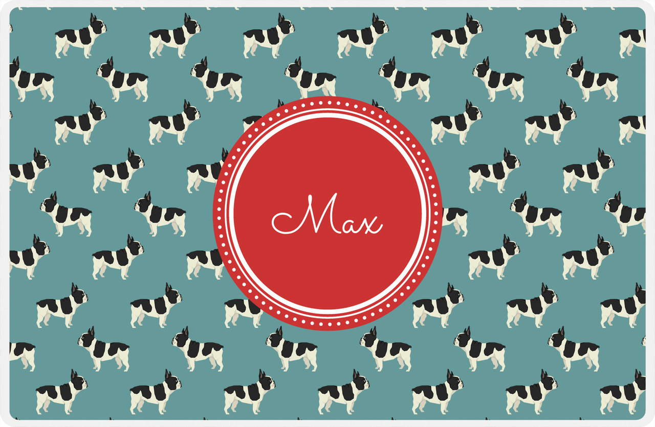 Personalized Dogs Placemat IX - Teal Background - French Bulldog -  View