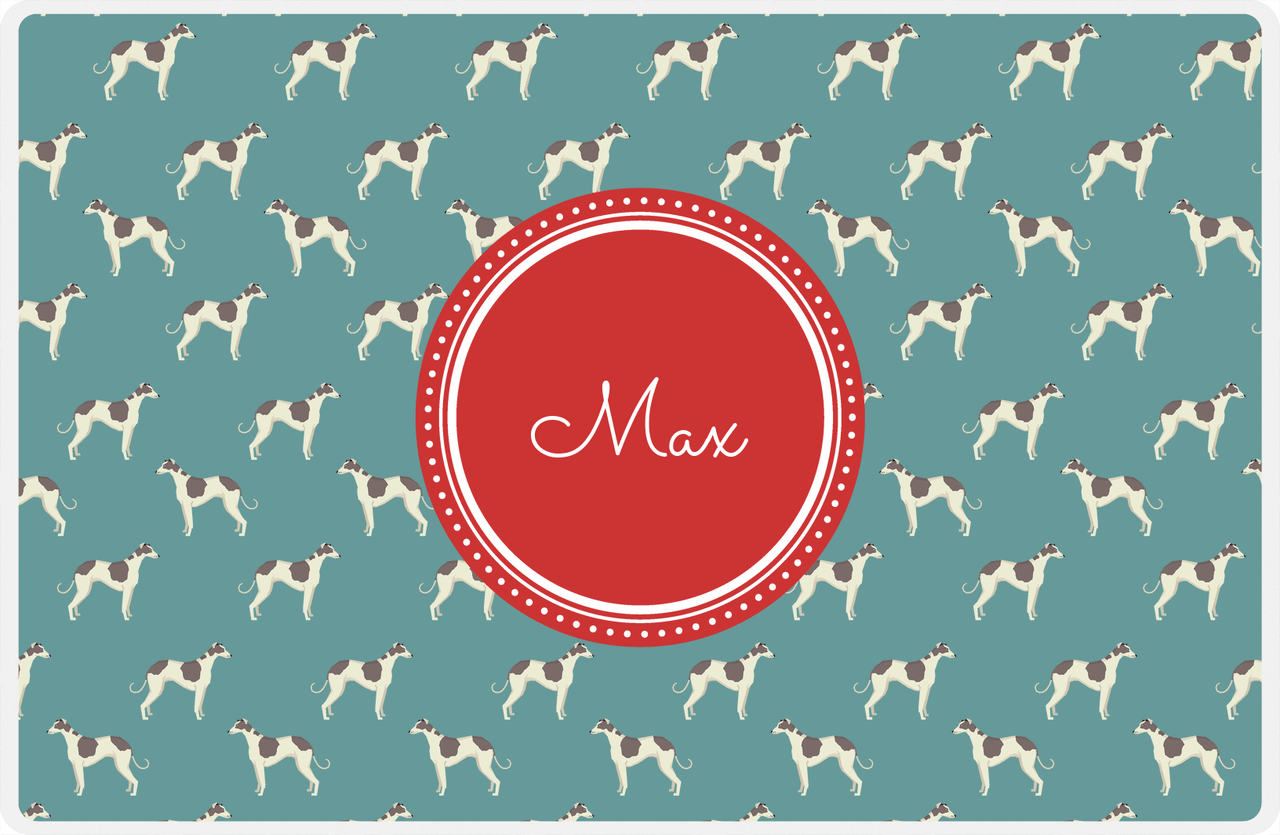 Personalized Dogs Placemat IX - Teal Background - Greyhound -  View