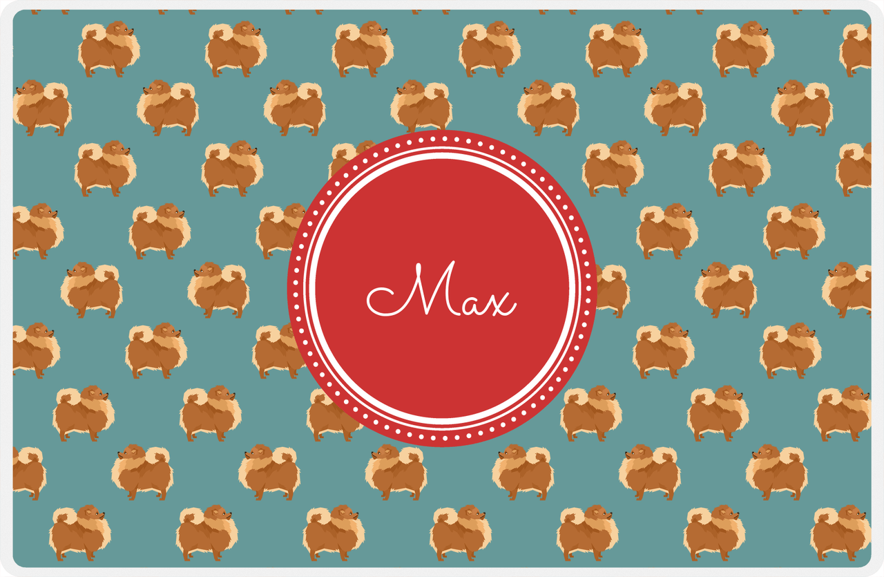 Personalized Dogs Placemat IX - Teal Background - Pomeranian -  View