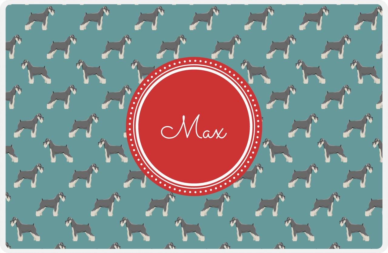 Personalized Dogs Placemat IX - Teal Background - Schnauzer -  View