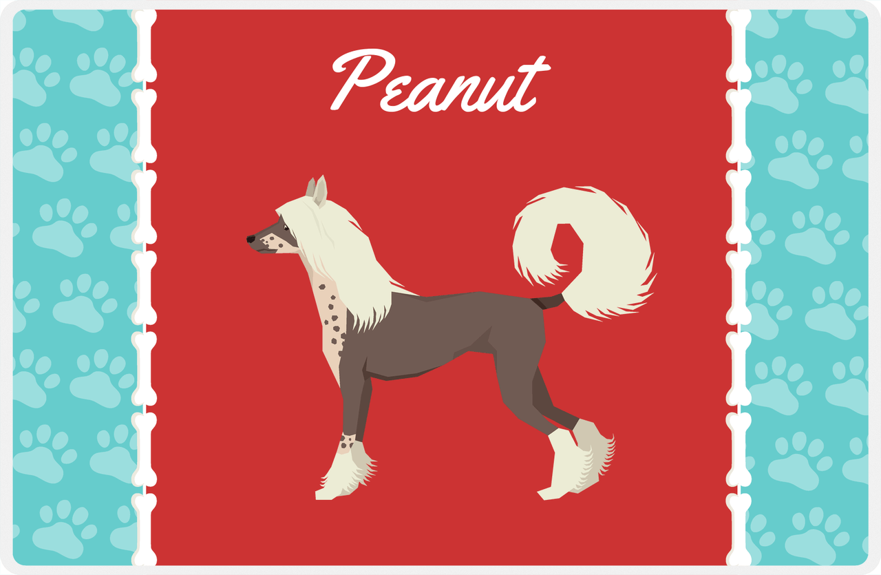 Personalized Dogs Placemat XI - Paw Borders - Chinese Crested Dog -  View