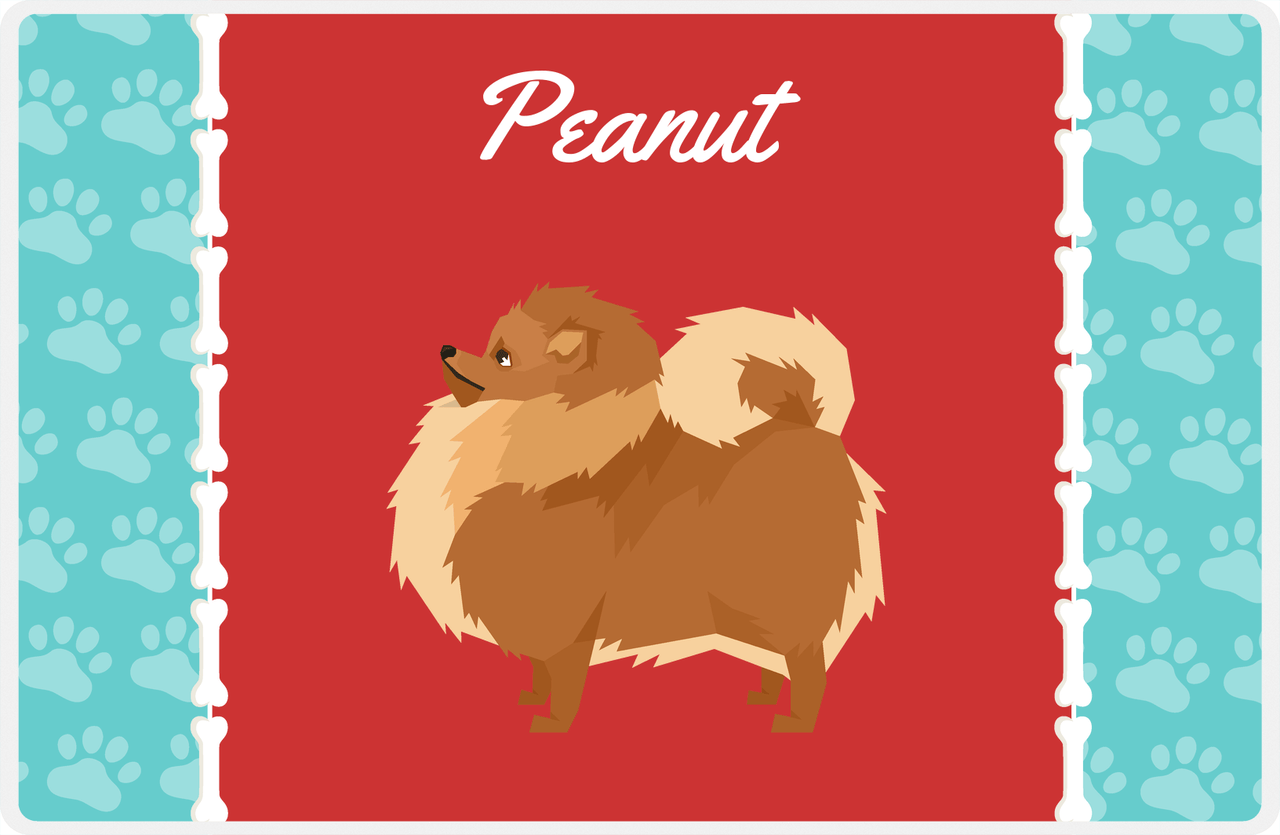 Personalized Dogs Placemat XI - Paw Borders - Pomeranian -  View