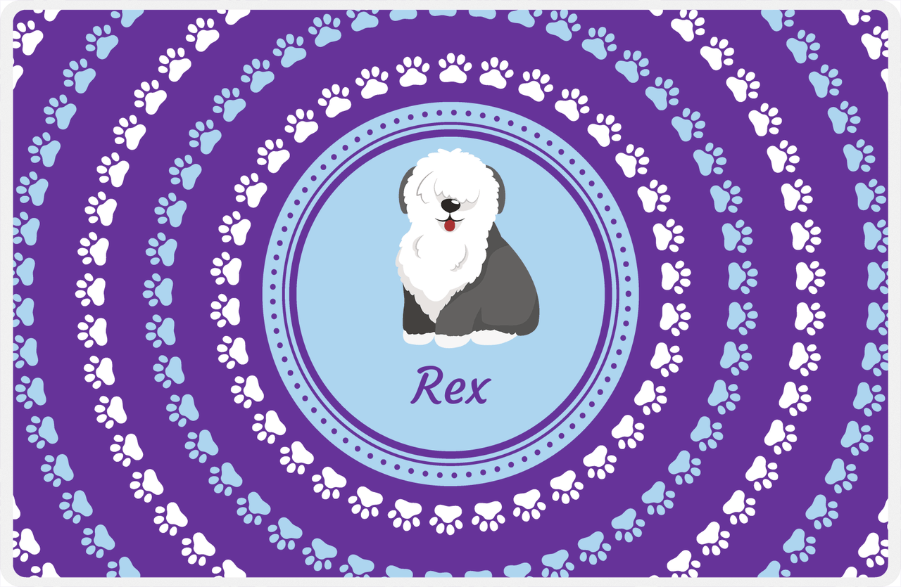 Personalized Dogs Placemat XII - Paw Circles - Sheep Dog -  View