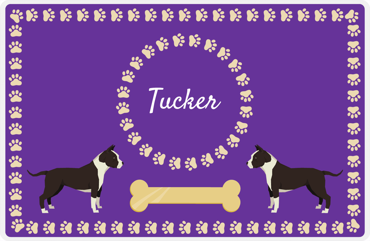 Personalized Dogs Placemat XIV - Gold Tag - American Staffordshire Terrier -  View
