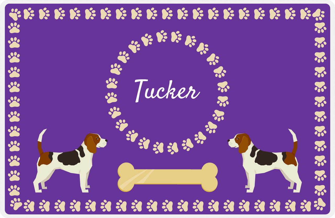 Personalized Dogs Placemat XIV - Gold Tag - Beagle -  View