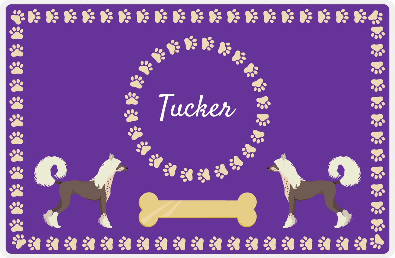 Personalized Dogs Placemat XIV - Gold Tag - Chinese Crested Dog -  View