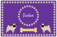 Thumbnail for Personalized Dogs Placemat XIV - Gold Tag - Pug -  View