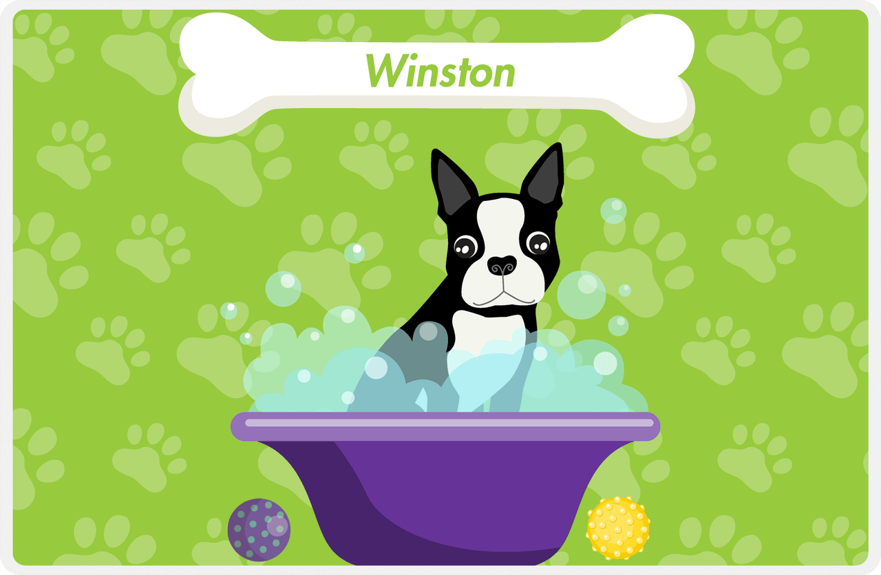 Personalized Dogs Placemat XV - Dog Wash - Boston Terrier -  View