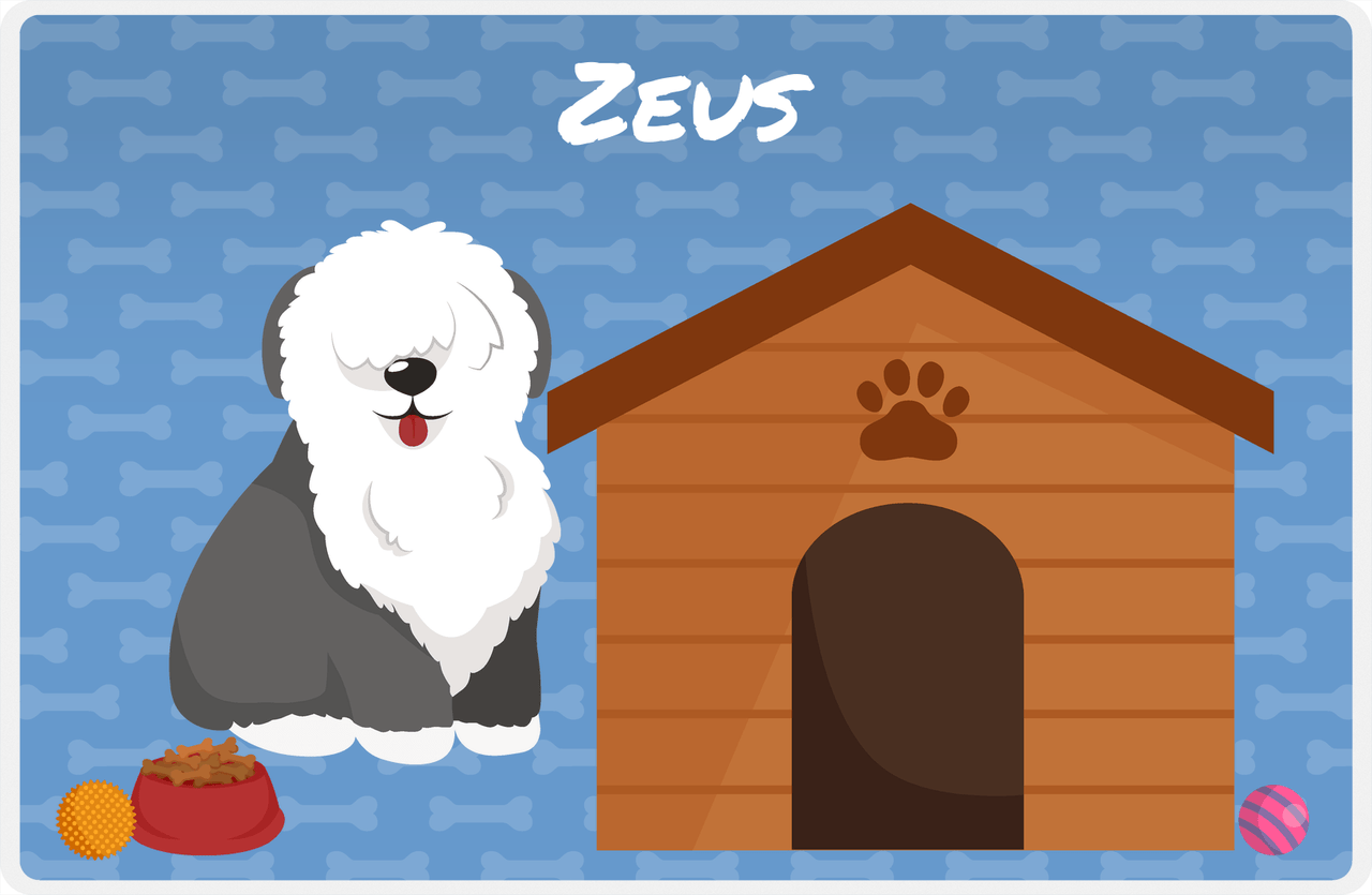Personalized Dogs Placemat XVI - Dog House - Sheep Dog -  View